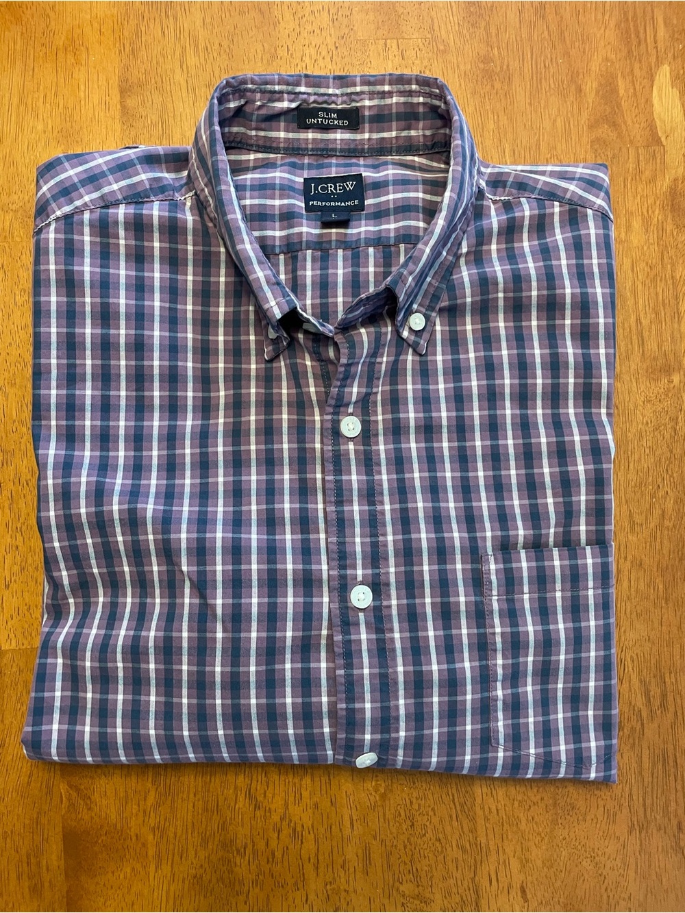 J. Crew Men’s Button-Down Plaid Shirt in Purple and Navy